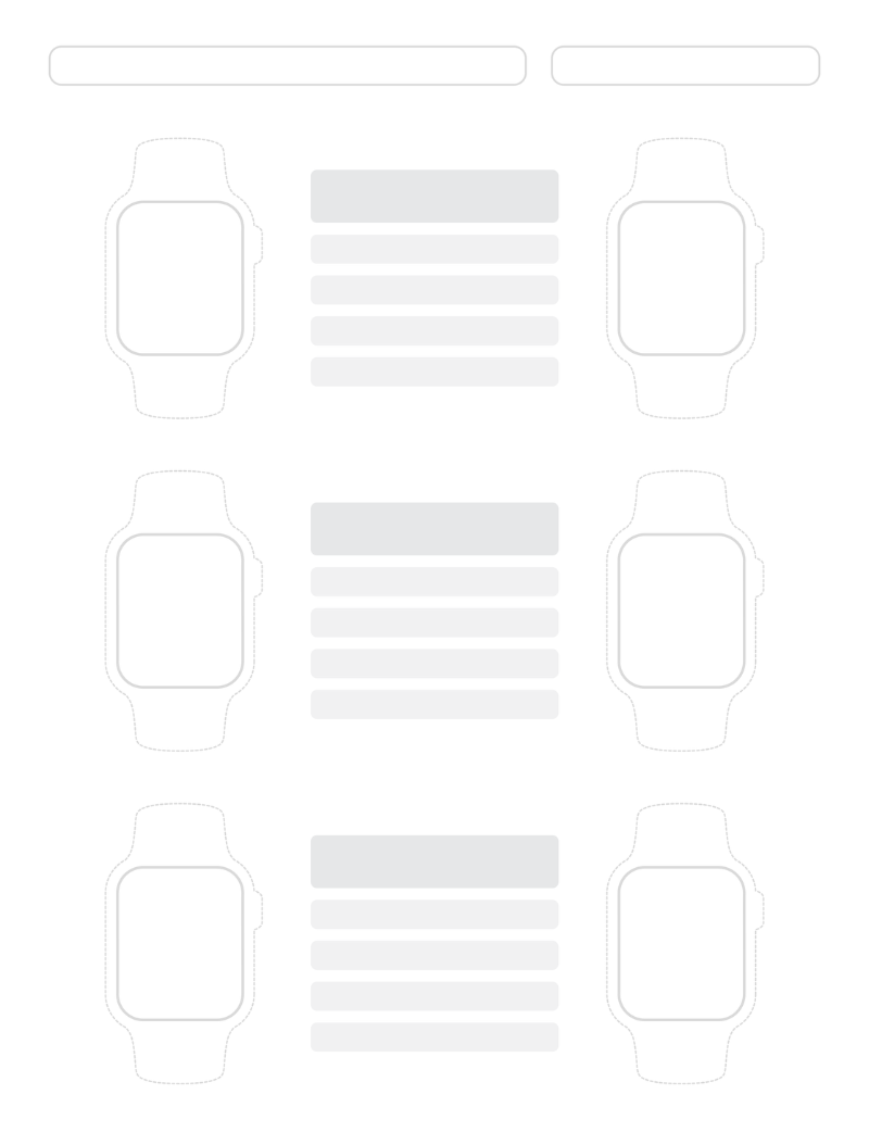 UXPad Smartwatch edition: multi-screen with notes template